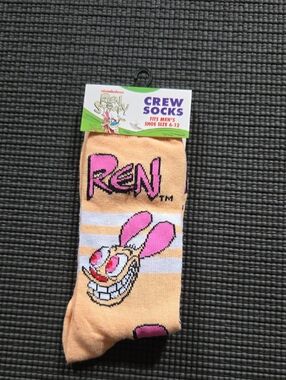 Nickelodeon Ren & Stimpy Peach and Pink Crew Socks